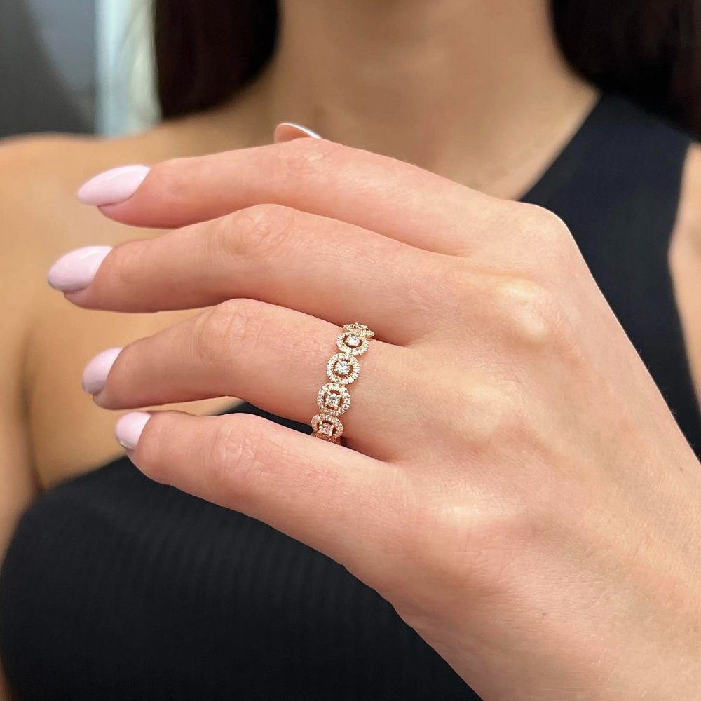 Messika 0.90Cttw All Joy Diamond Band Ring 18K Rose Gold Size 55 US 7.25